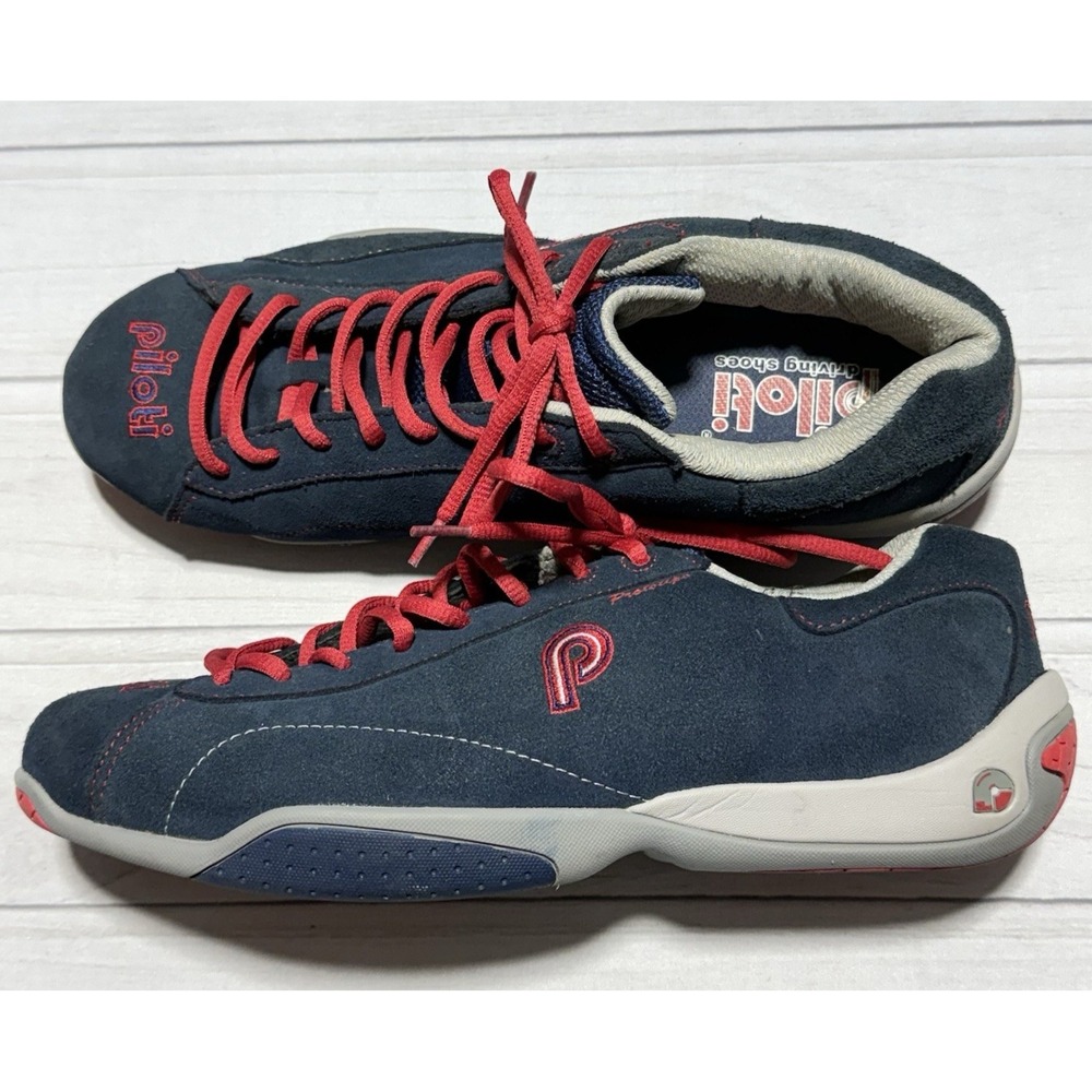 Piloti Driving Shoes Mens 12 US Blue Suede Leather Prototipo Lace Up Sneakers